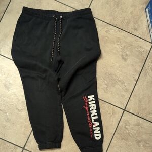 Unisex Kirkland Signature Black Joggers with Red Logo